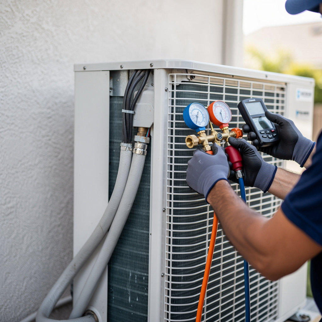 Tim the HVAC Guy professional maintenance technician performing HVAC system inspection and service in San Diego