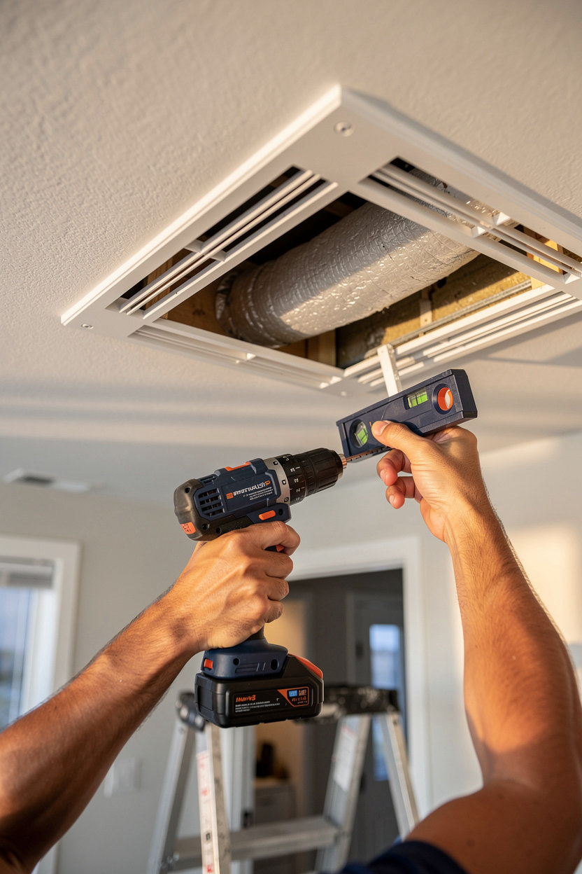 Tim the HVAC Guy installing energy-efficient whole house fan in San Diego home